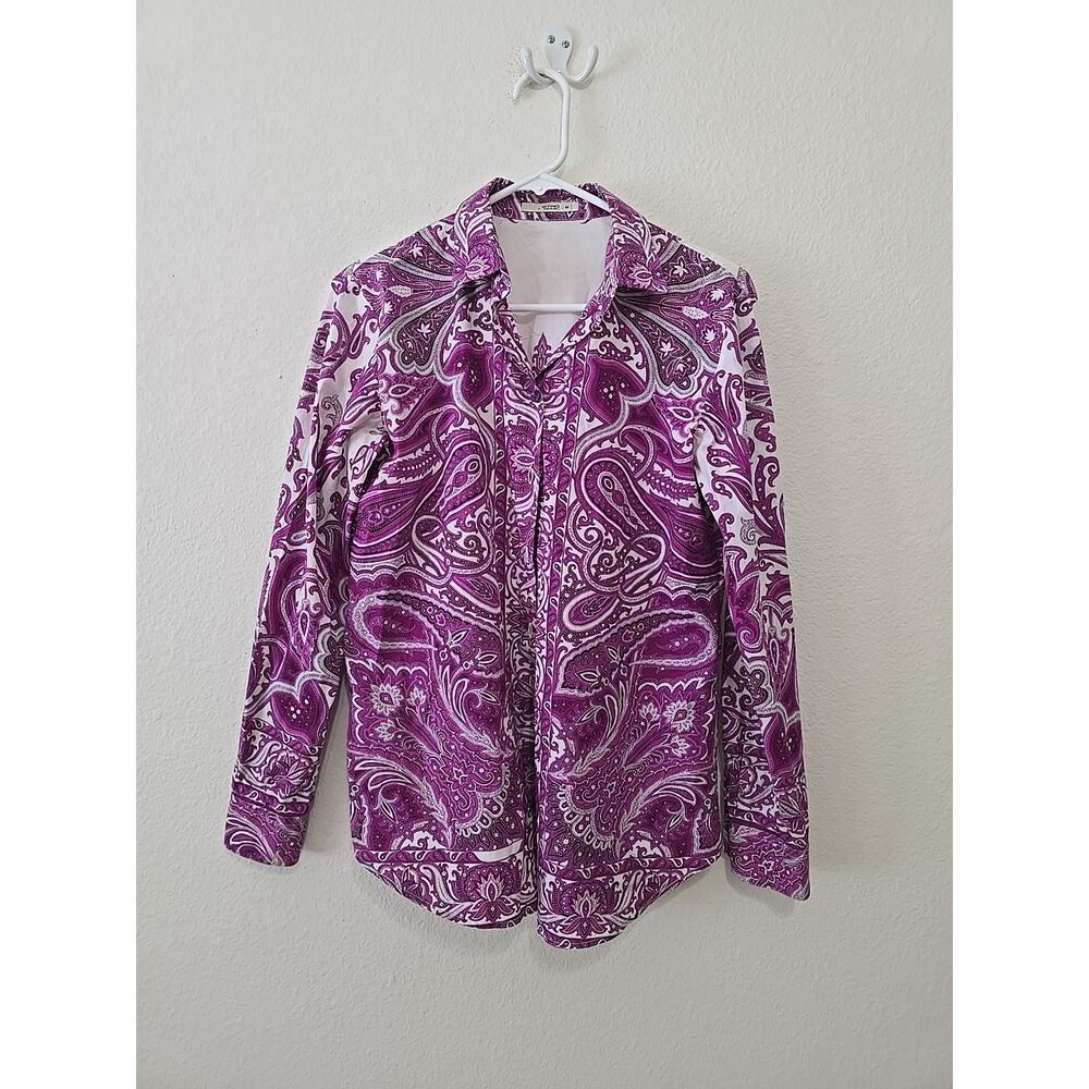 Etro Purple Paisley Print Cotton Stretch Button Front Shirt 42